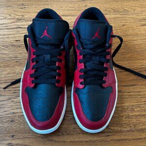Red and black Nike Jordan 1 low sneakers